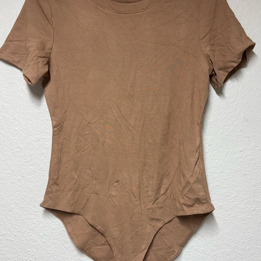 Fitted Tan Short Sleeve Bodysuit 019